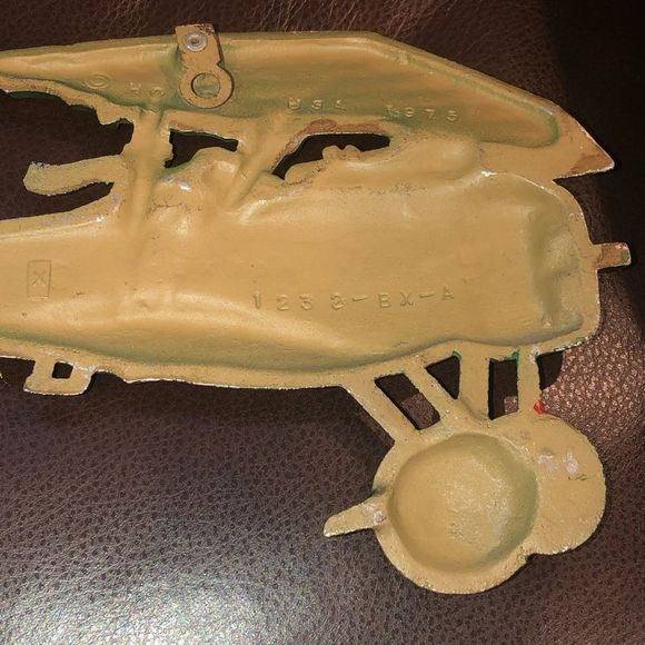 VINTAGE 1970’s Metal Airplane Wall Art Green Biplane with French Flag - Picture 12 of 15